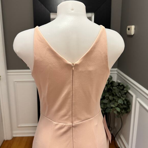 BHLDN Jones Blush Pink Long Crepe Maxi Dress with Train Size 6  Gown BNWT - Picture 10 of 15